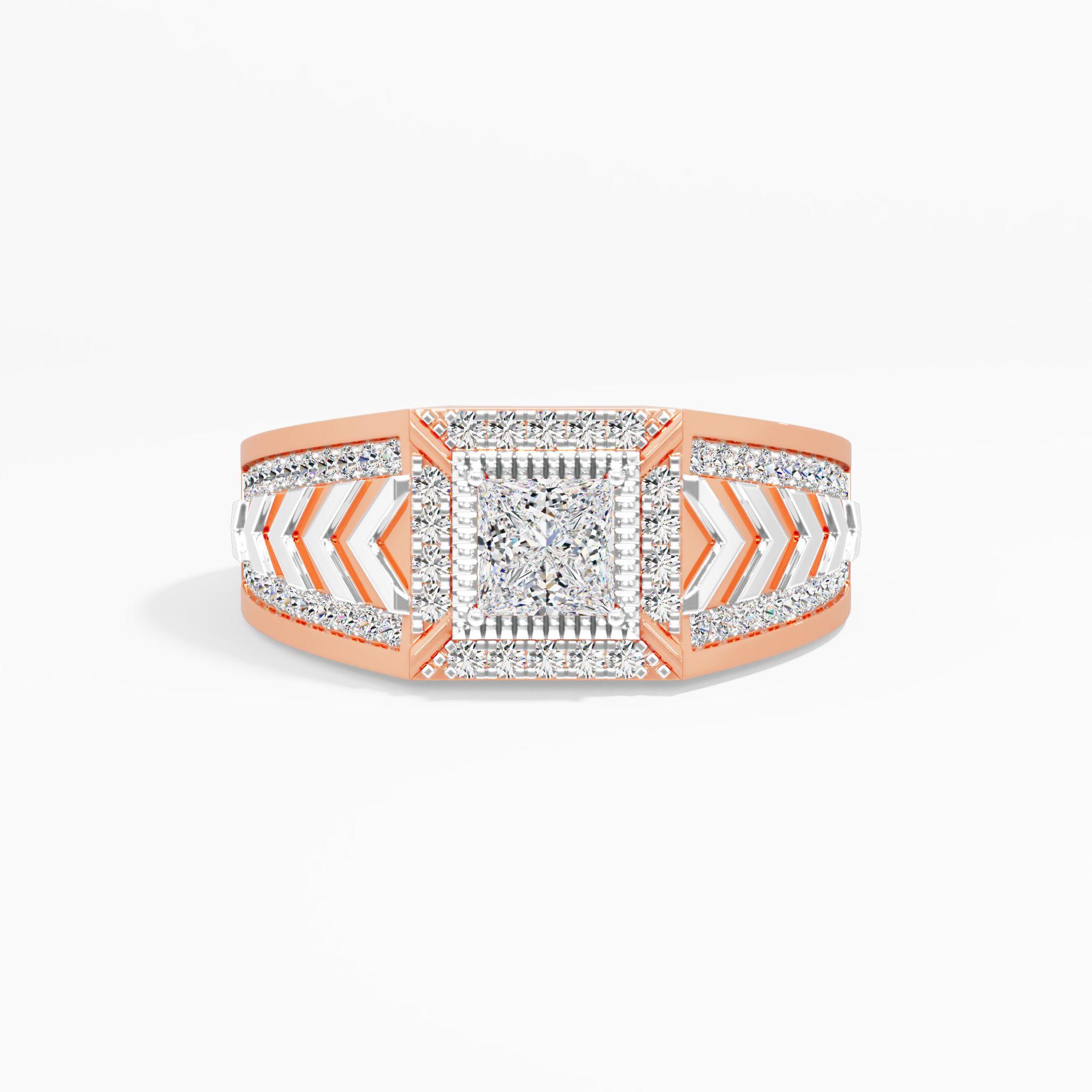 Arrowstride Square Halo Ring