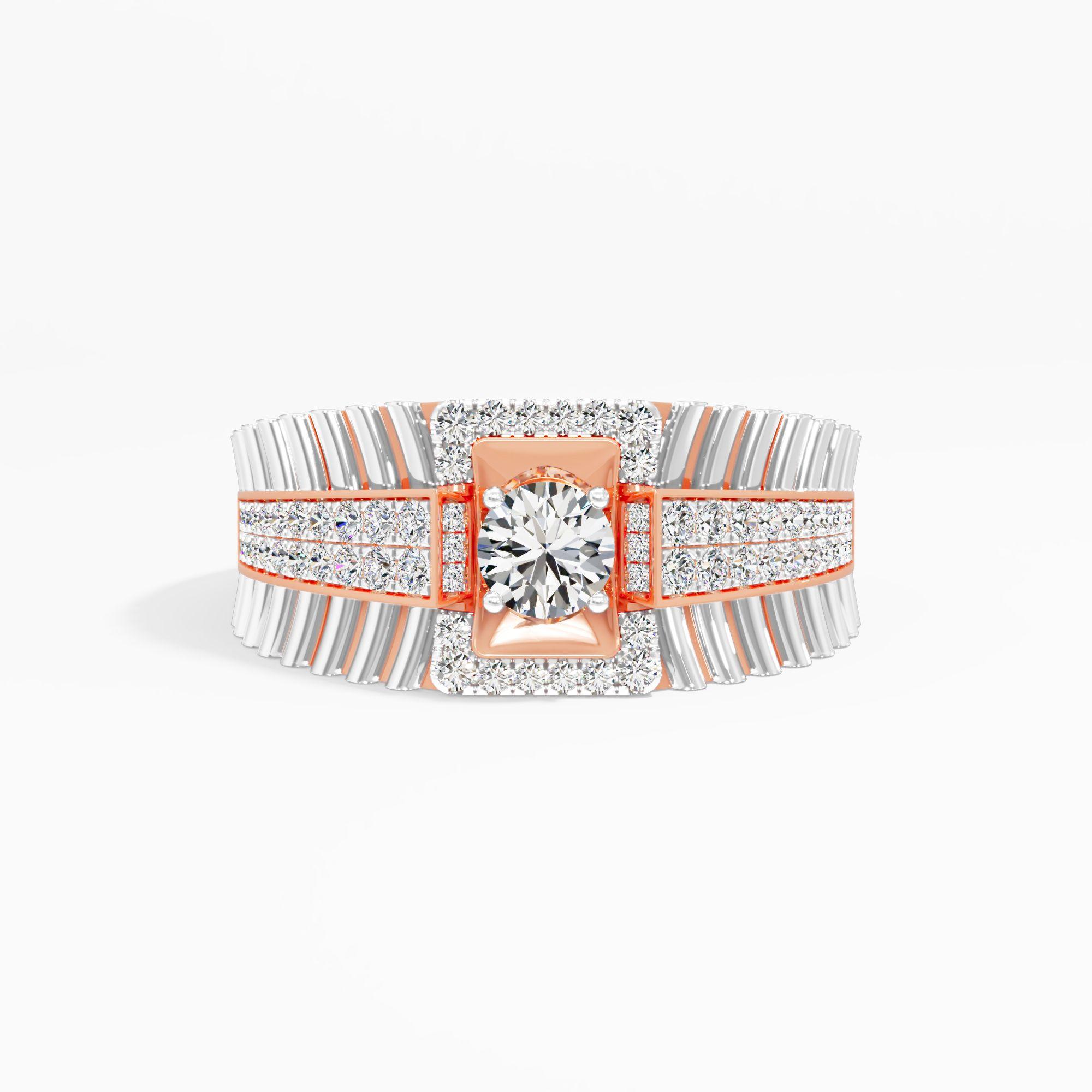 Fluted Axis Halo Ring