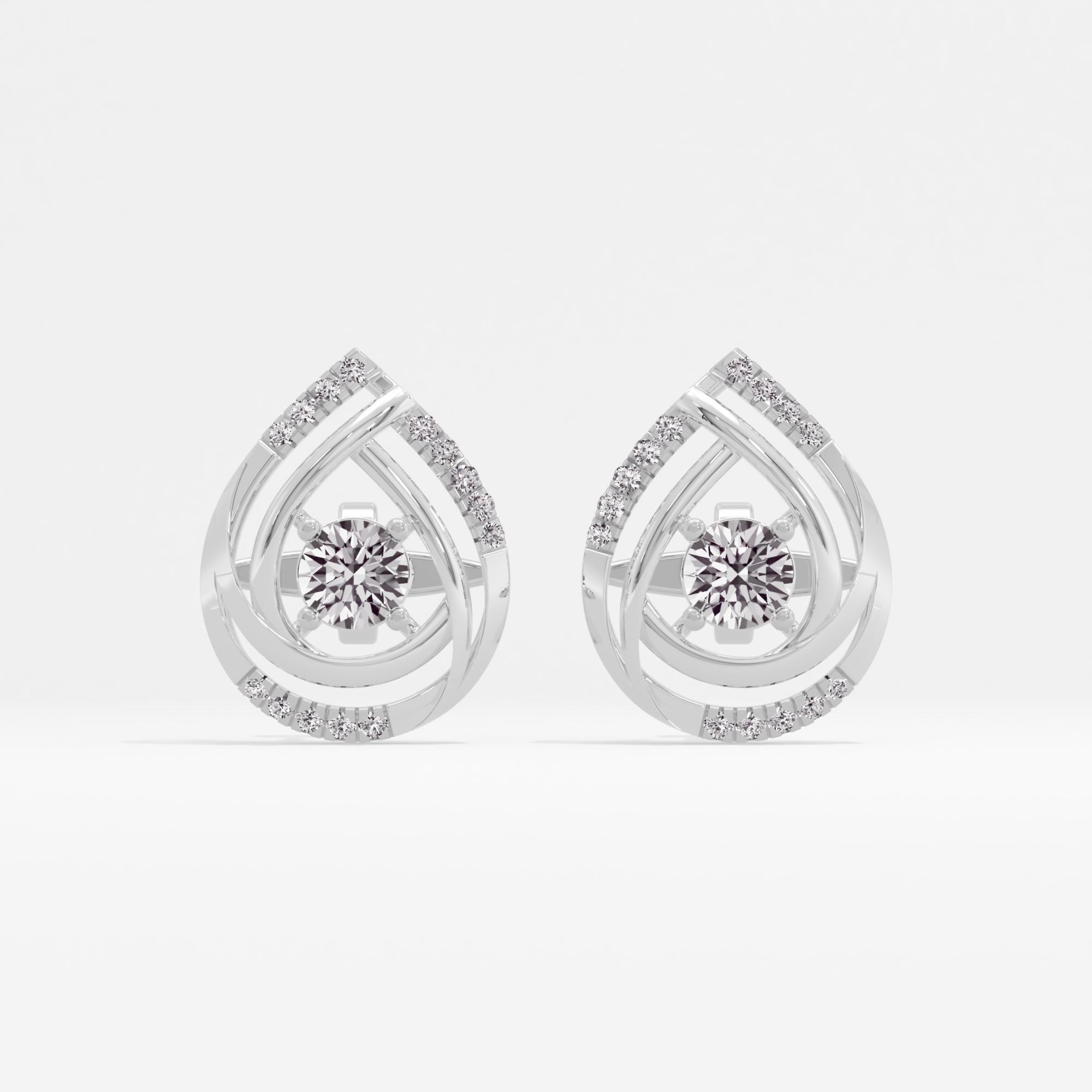 Heavenly Leaf Solitaire Stud Earrings