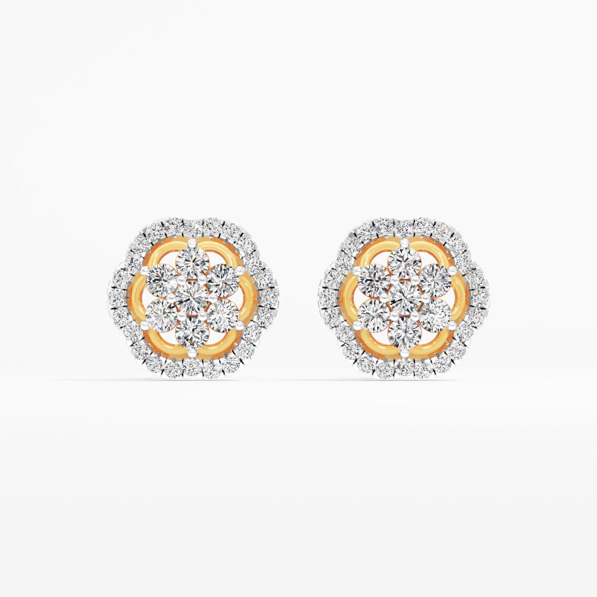 Sunlit Petal 7 Stone Cluster Stud Earrings