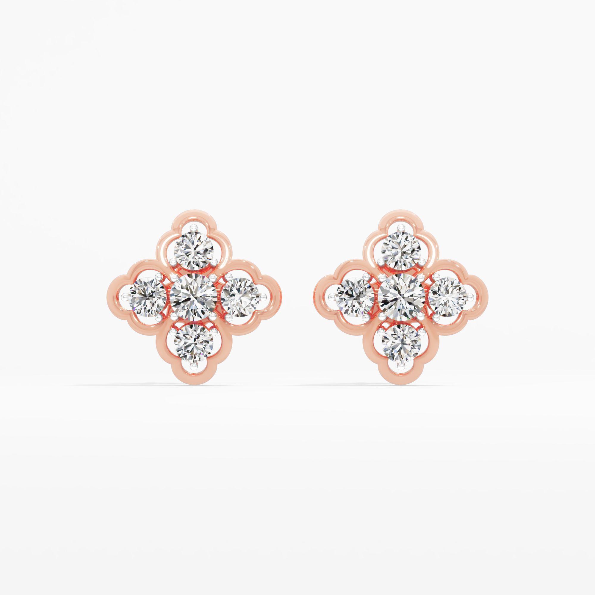 Vintage Clover Solitaire Stud Earrings