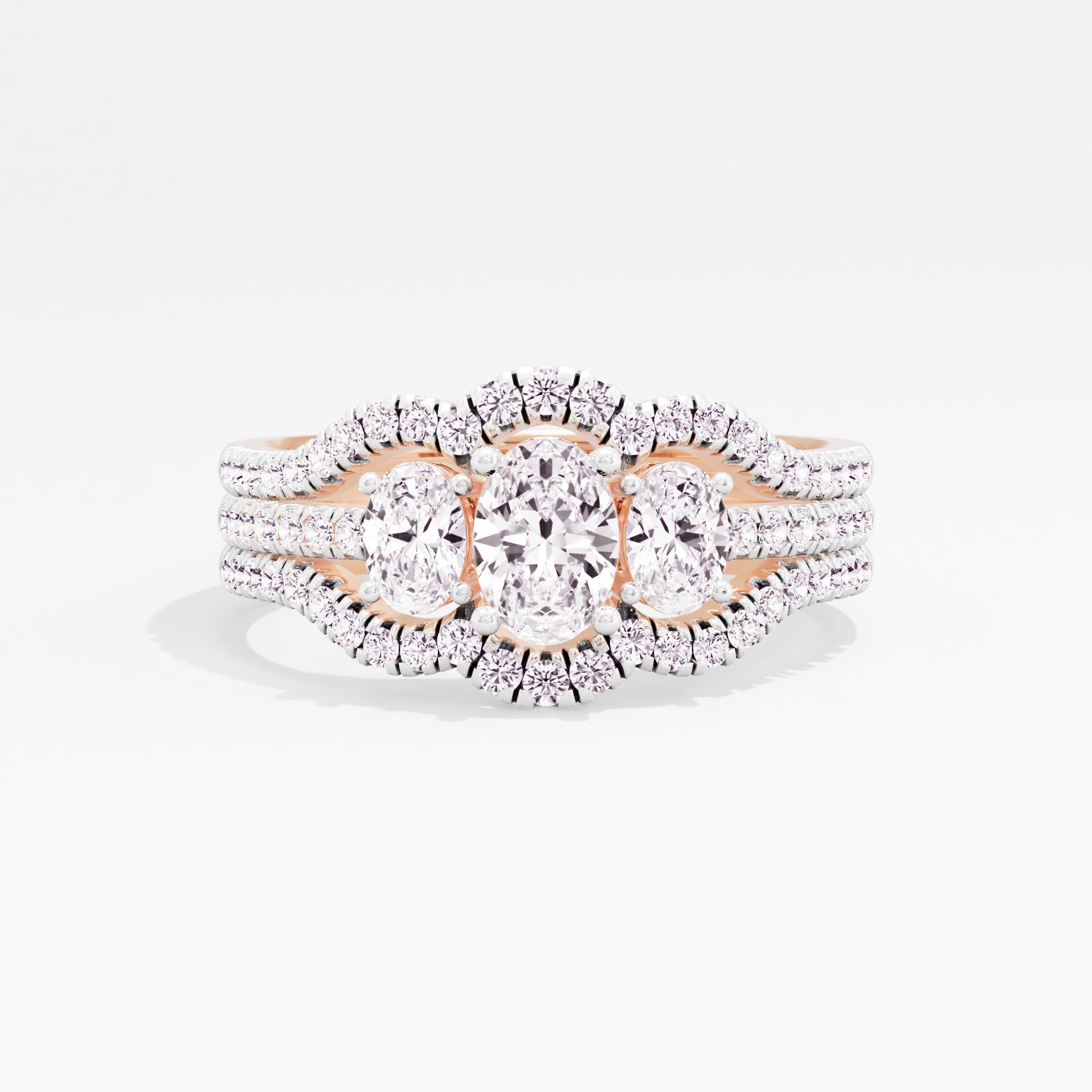 Ornate Edge 3 Stone Bridal Ring Set