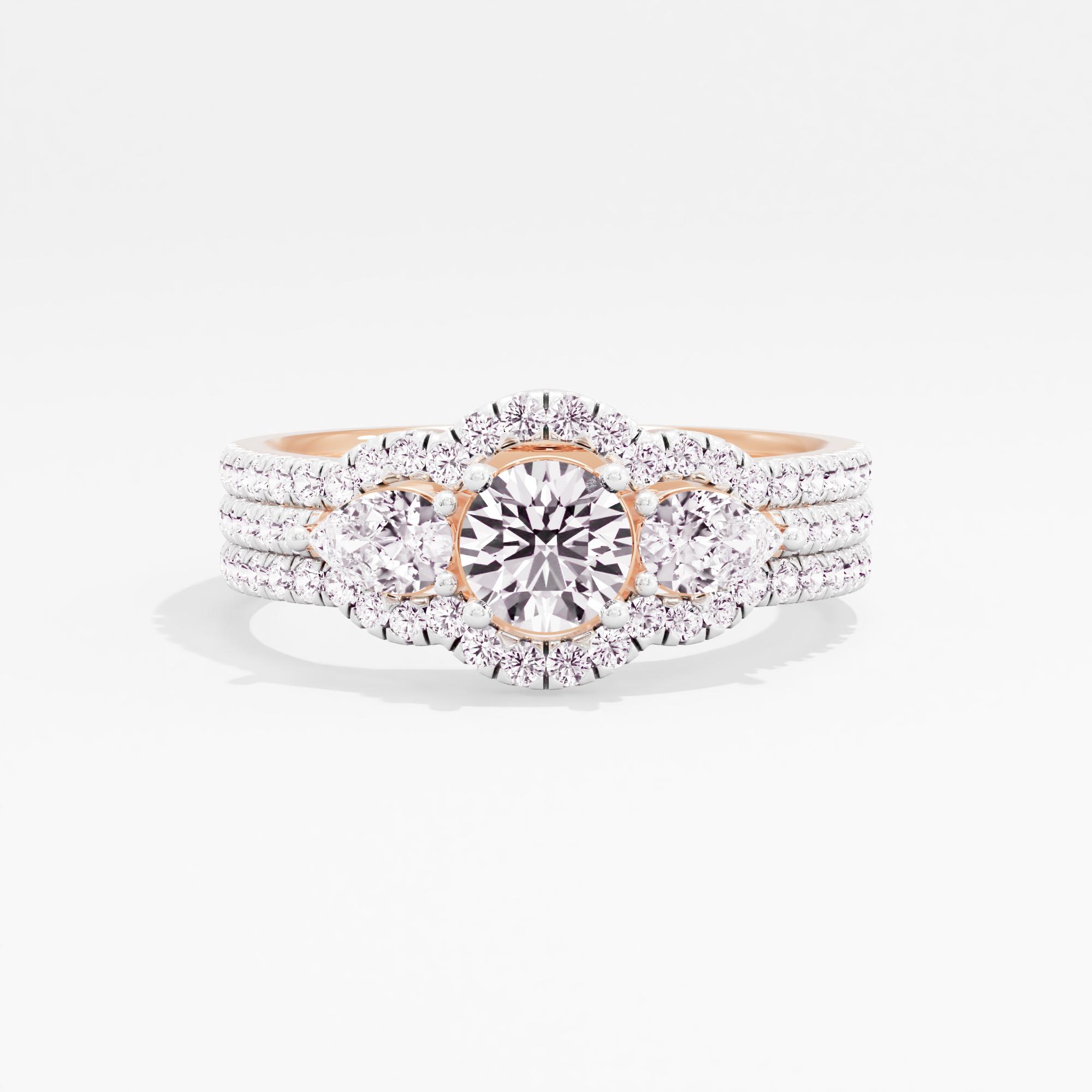 Forever Luminous 3 Stone Bridal Ring Set