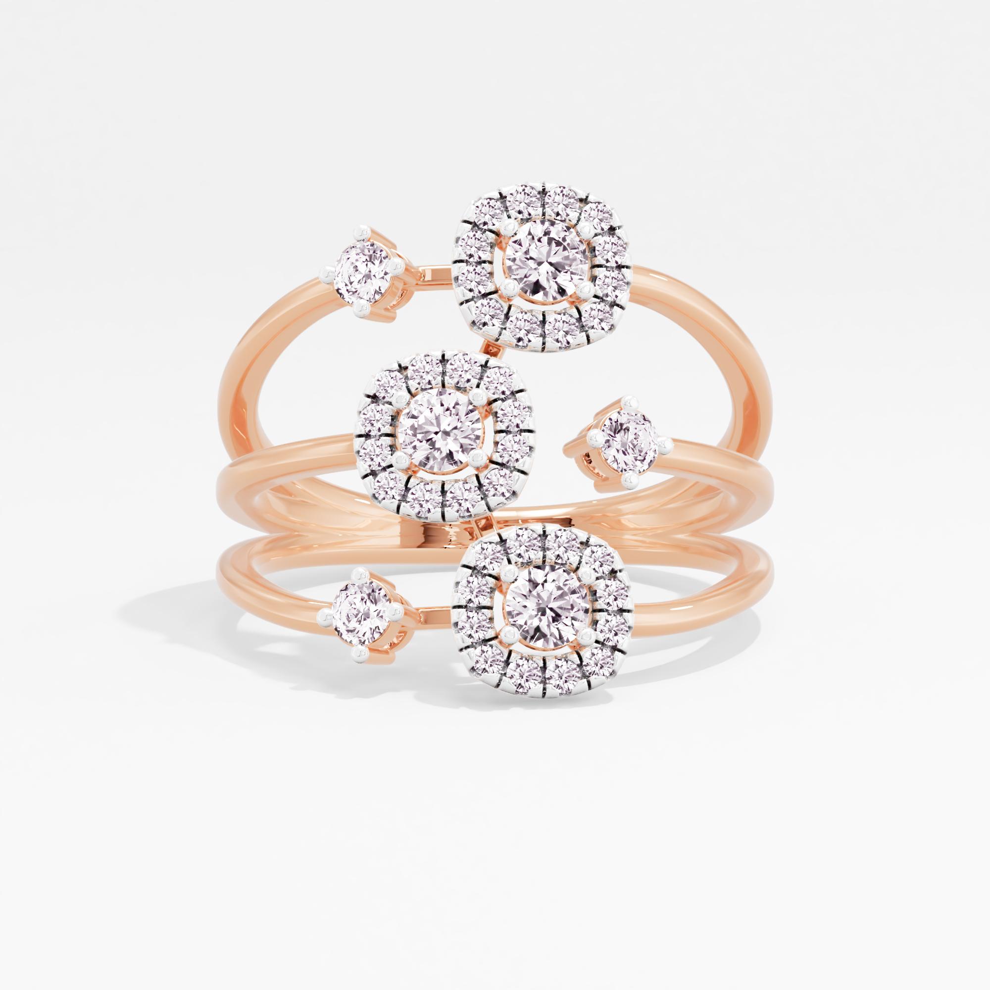 Stars of Affluence 3 Stone Halo Crossover Ring