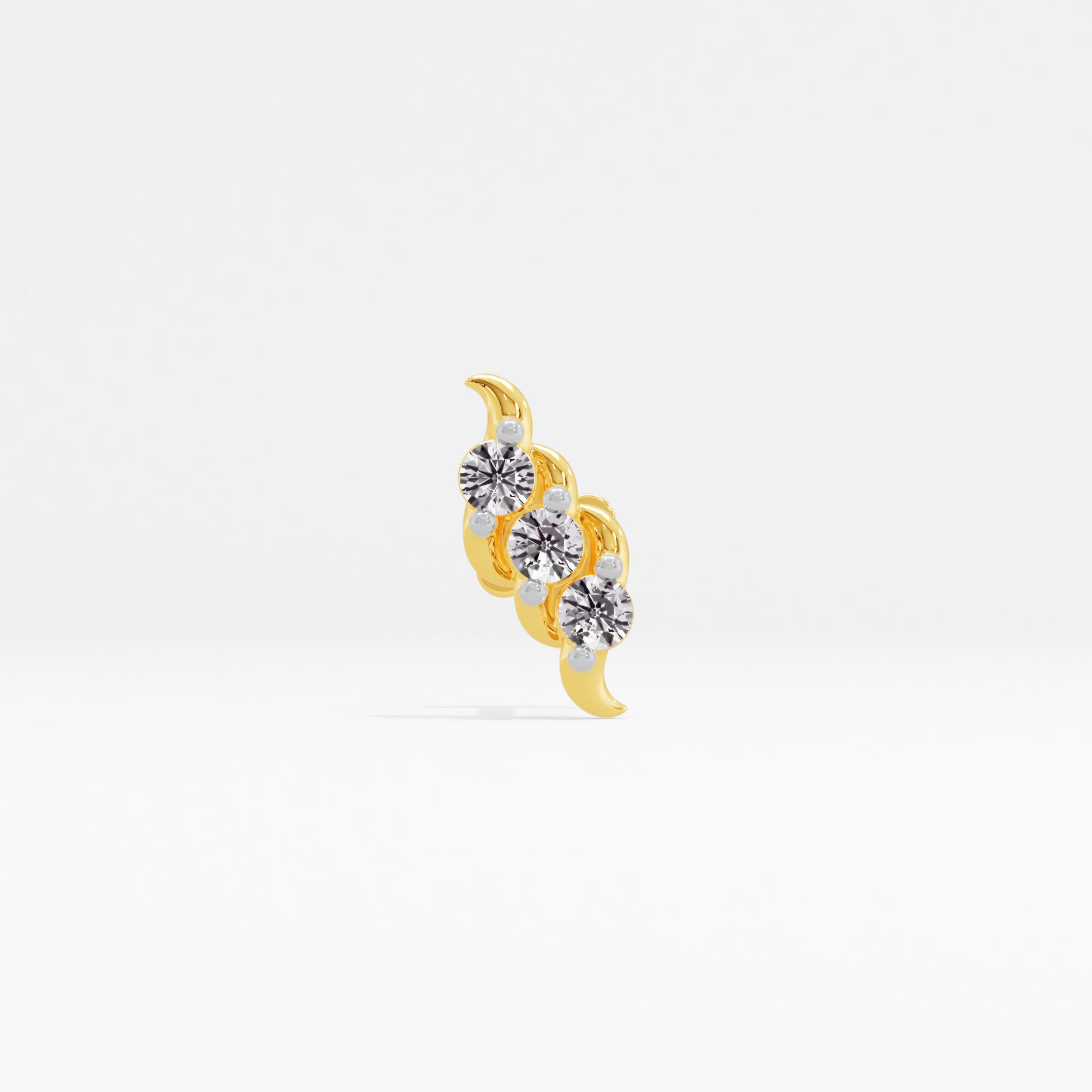 Conventional Glowing 3 Stone Nose Pin