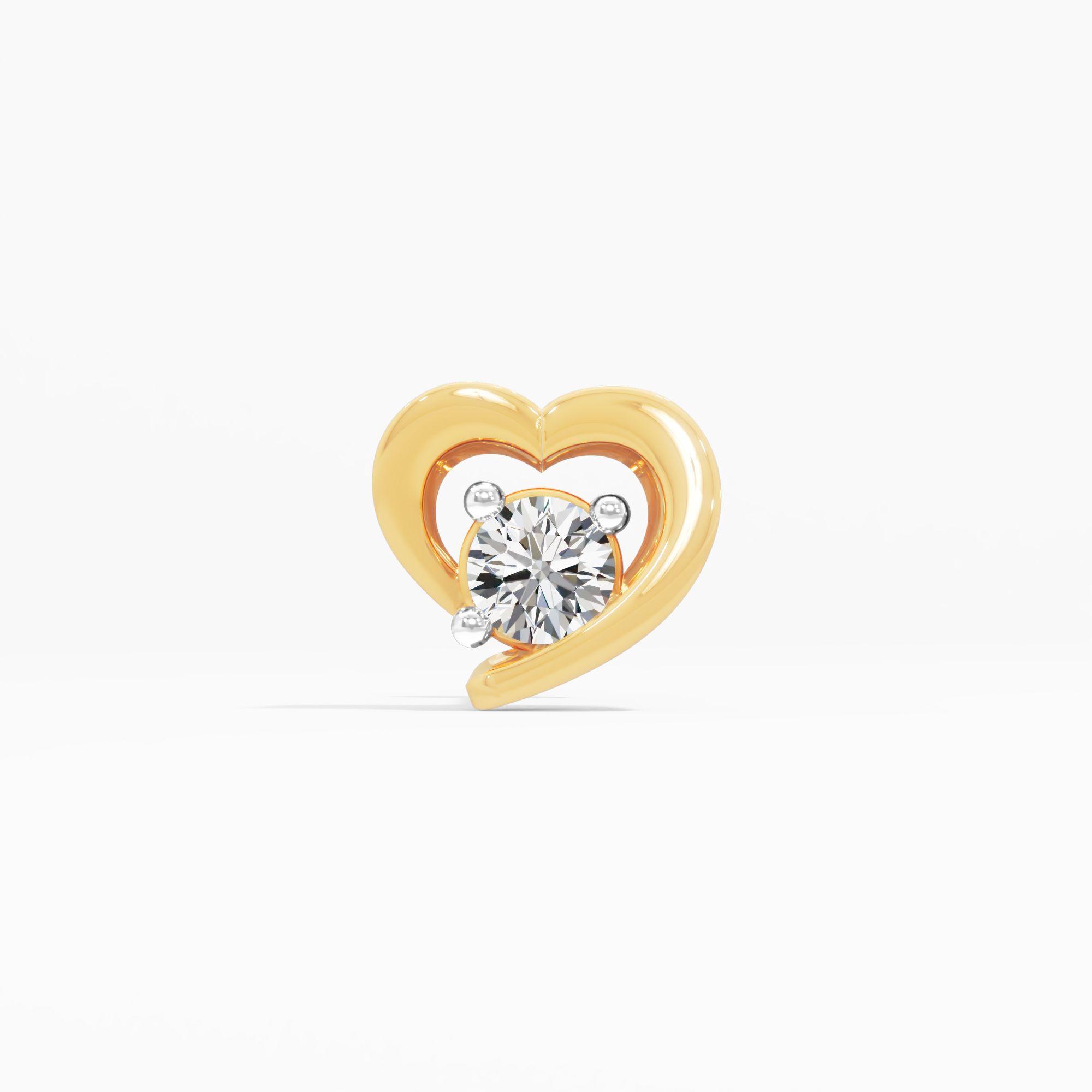 Floral Embrace Solitaire Heart Nose Pin