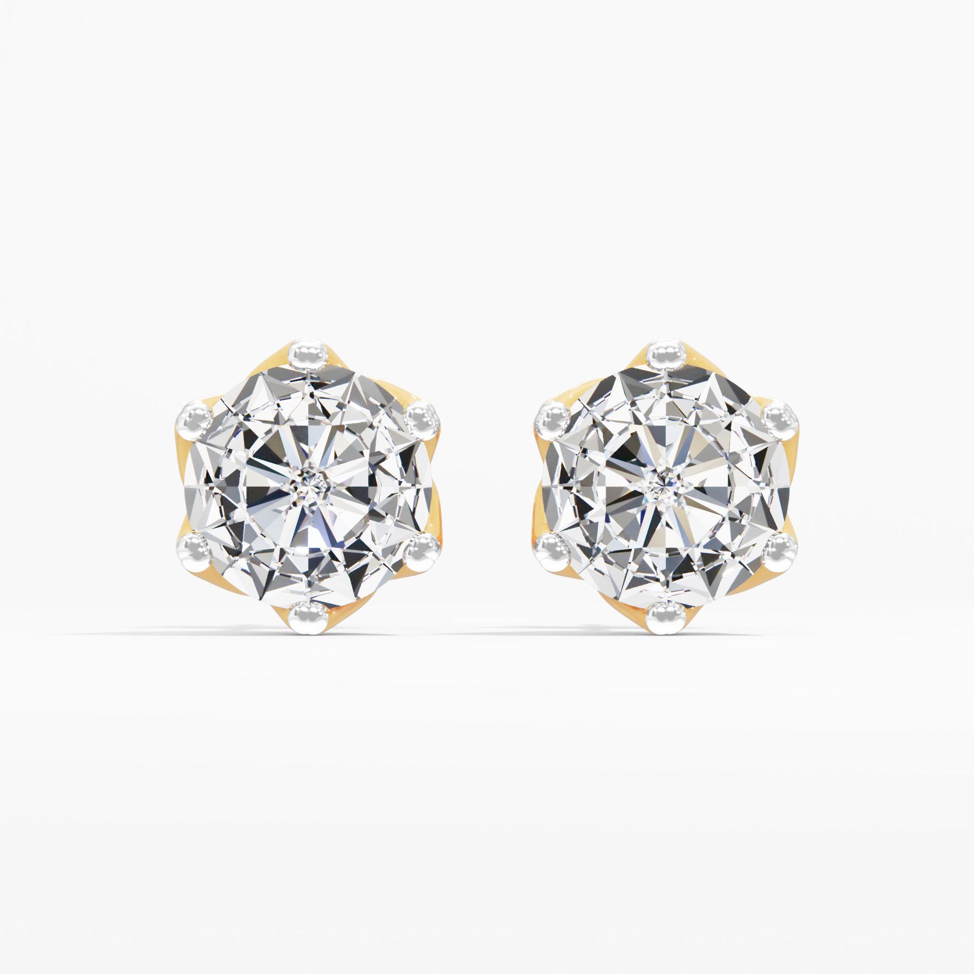 Dahlia Basket Solitaire Stud Earrings