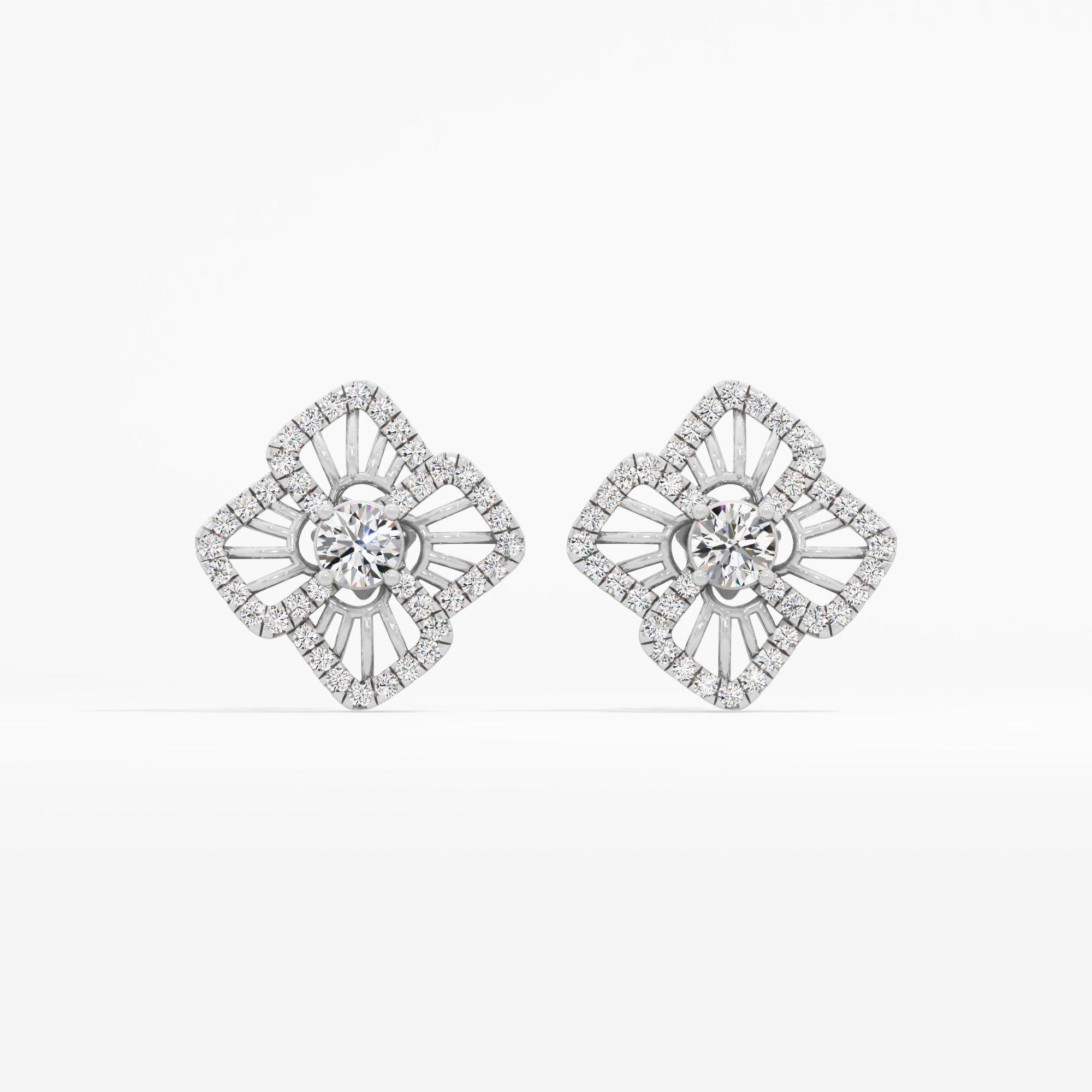 Clover Floret Solitaire Stud Earrings