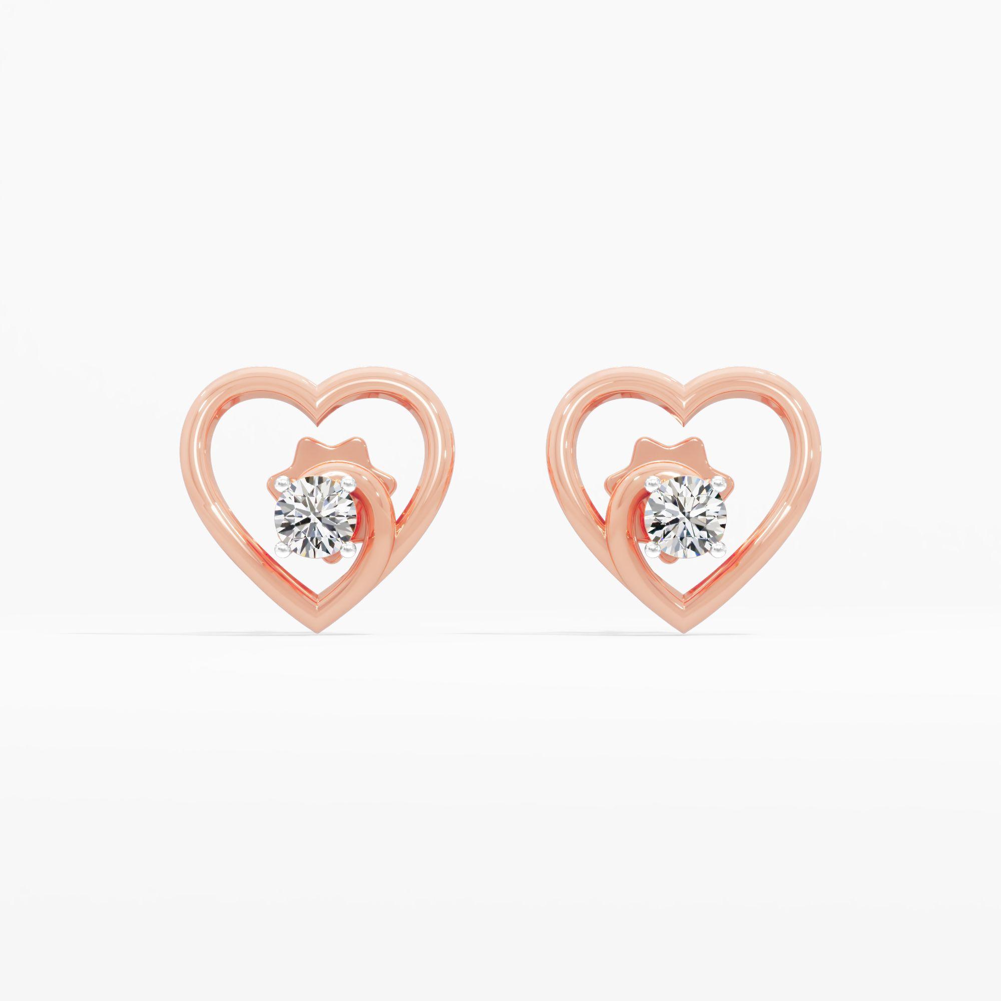 Celestial Ardor Solitaire Heart Stud Earrings
