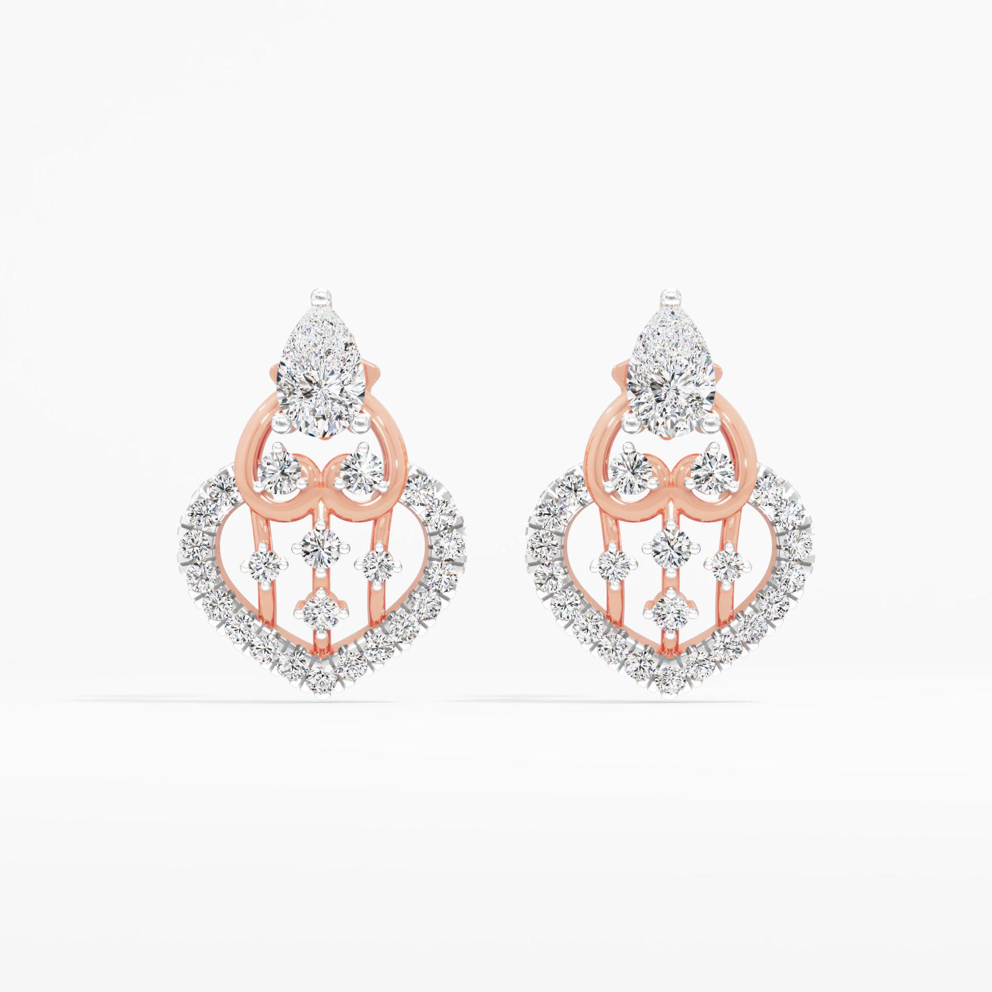 Serene Orbit Solitaire Heart Stud Earrings