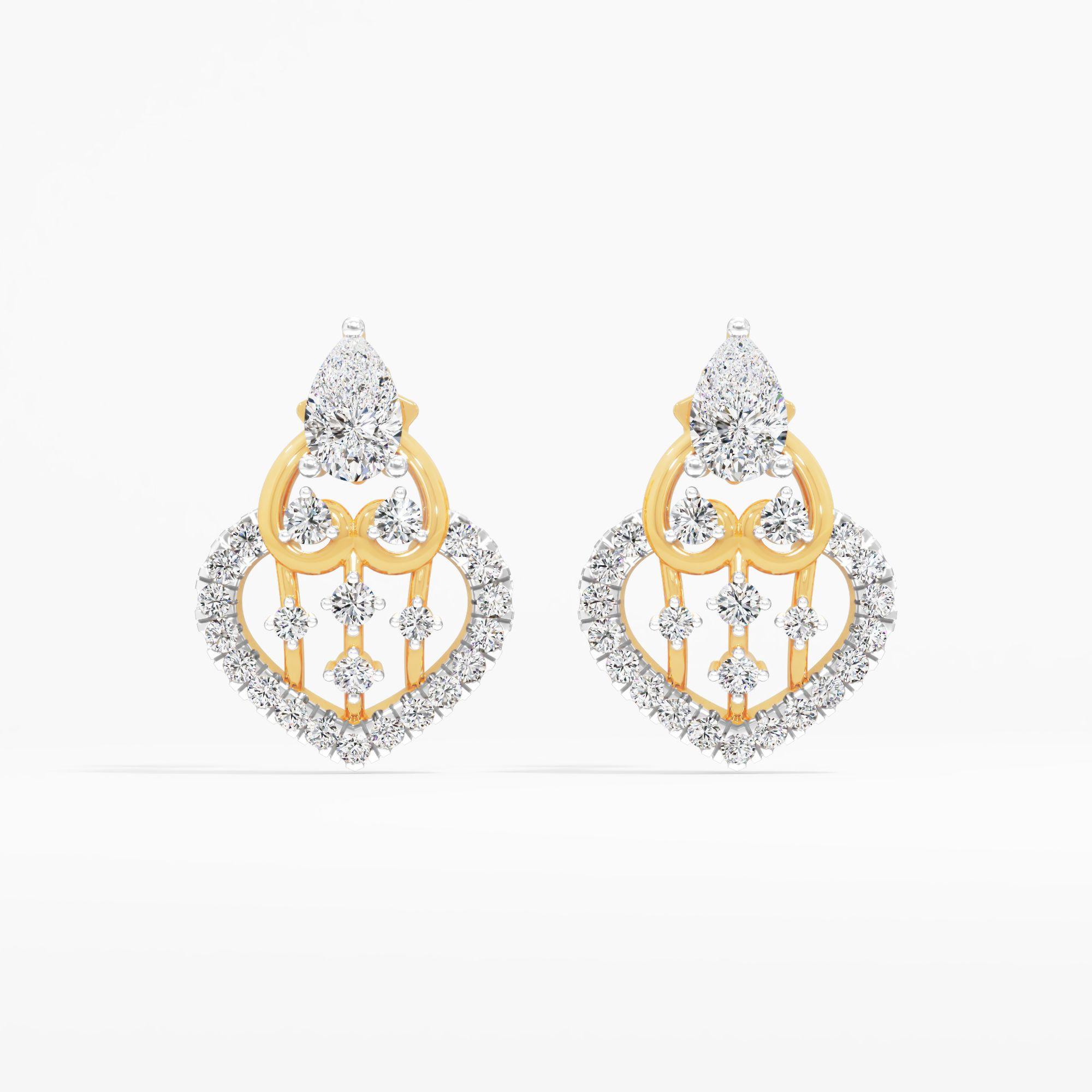 Serene Orbit Solitaire Heart Stud Earrings