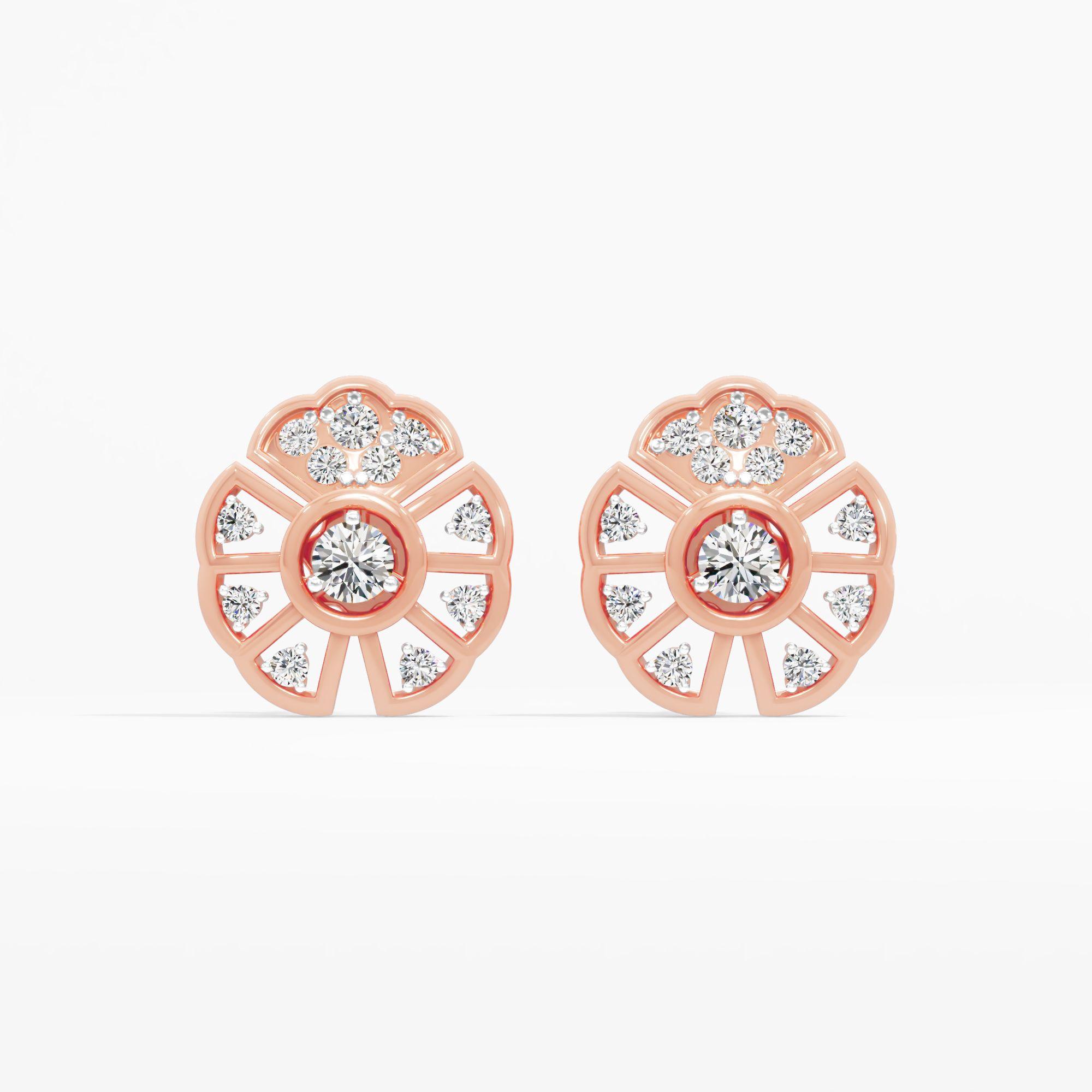 Drifting Flowerfall Solitaire Stud Earrings
