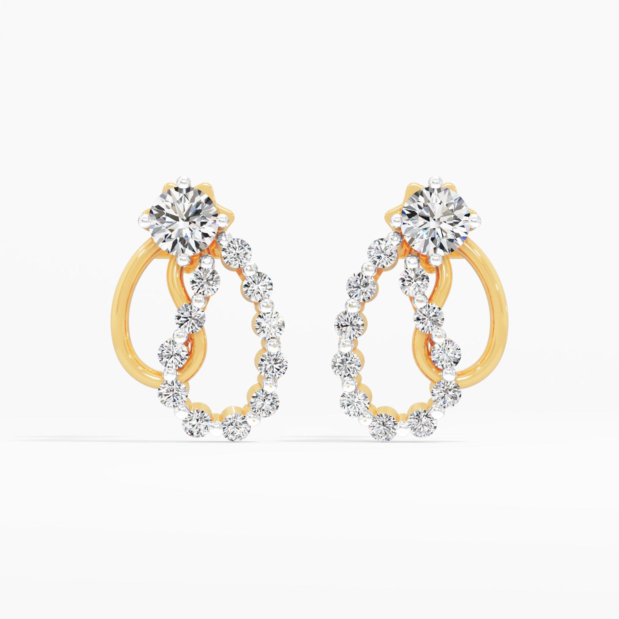 Twinkle Feathers Solitaire Stud Earrings