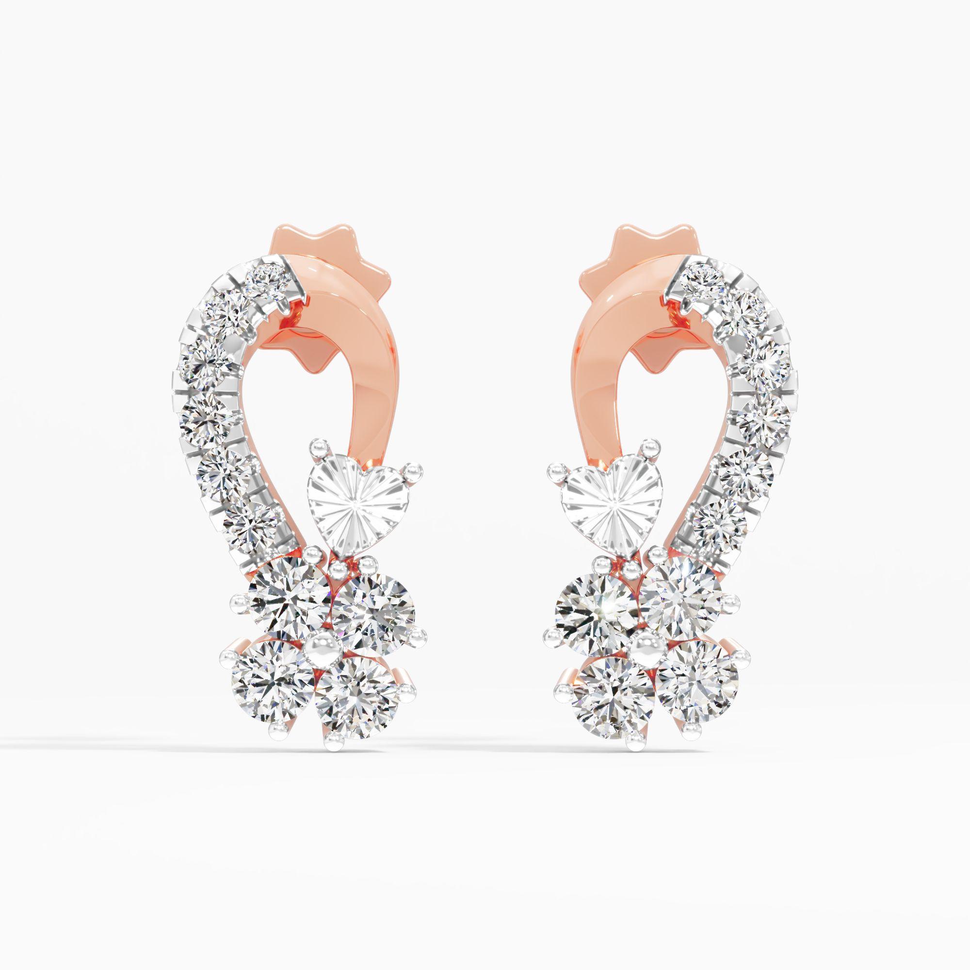 Aurora Cascade Heart Stud Earrings